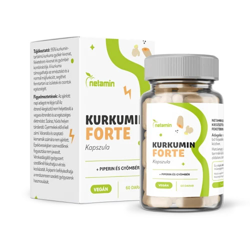Netamin Kurkumin FORTE kapszula piperinnel és gyömbérrel - 60db