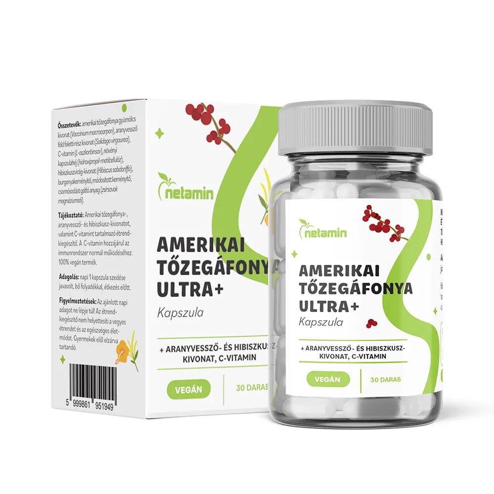 Netamin Amerikai Tőzegáfonya ULTRA+ kapszula - 30db Netamin Amerikai Tőzegáfonya ULTRA+ kapszula - 30db