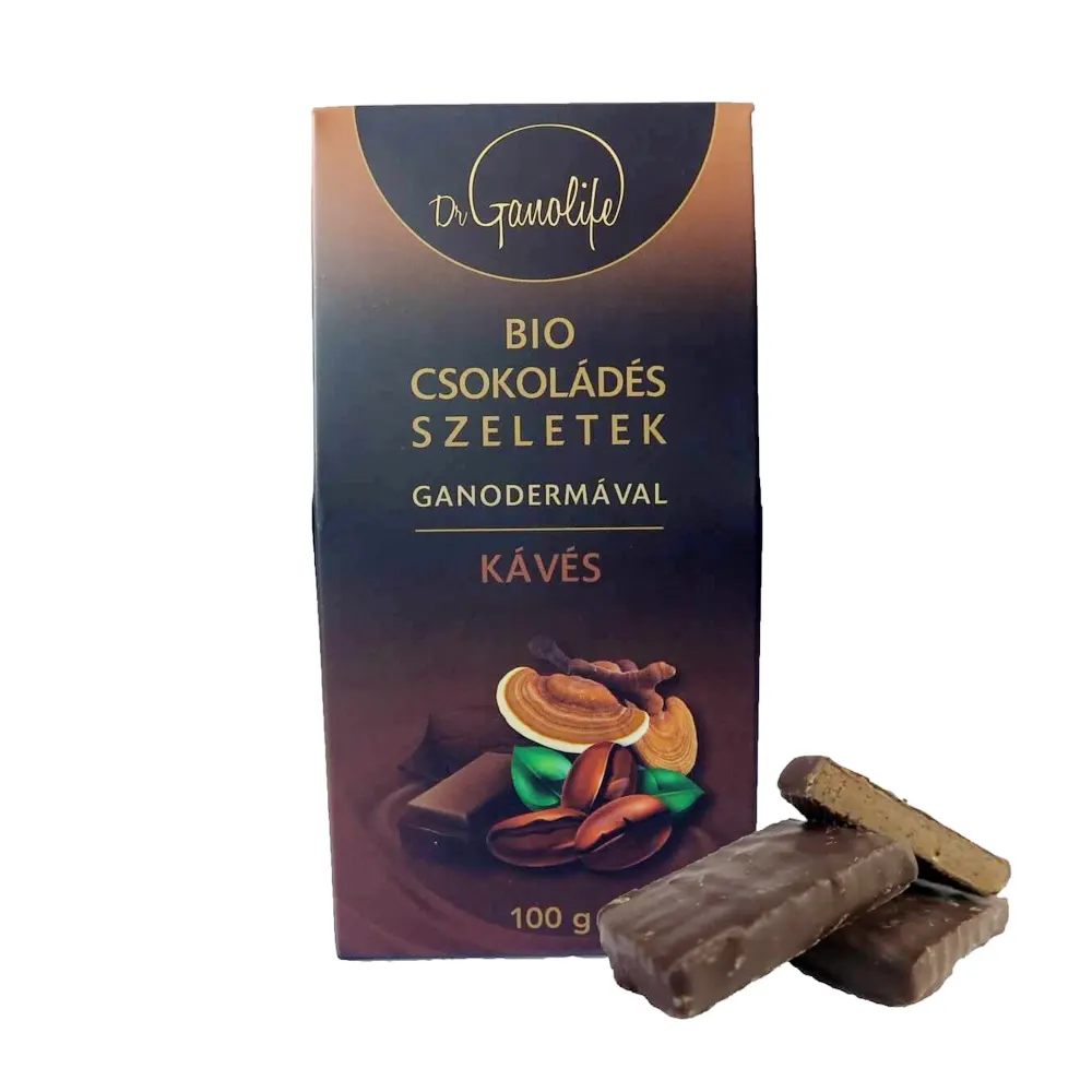 Dr. Ganolife Bio ganodermás csokoládészeletek kávés ízben - 100g Dr. Ganolife Bio ganodermás csokoládészeletek kávés ízben - 100g