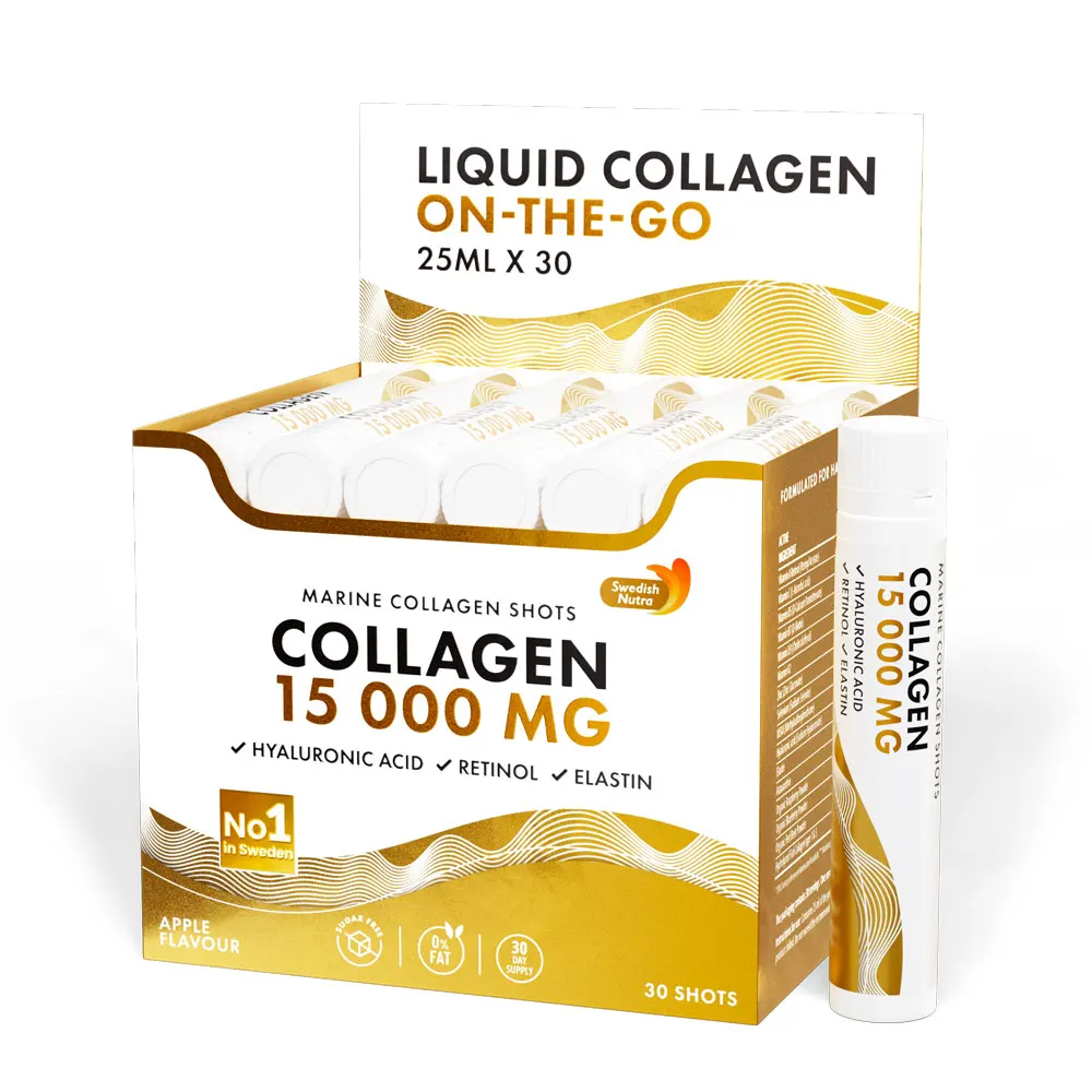 Swedish Nutra Marine Collagen IVÓAMPULLA 15000mg extra adag folyékony halkollagén retinollal - 30x25ml Swedish Nutra Marine Collagen IVÓAMPULLA 15000mg extra adag folyékony halkollagén retinollal - 30x25ml