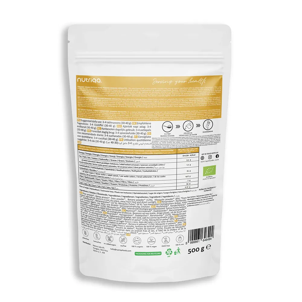 Nutriqa Vegán Fehérjepor Banán-Mesquite - 500g Nutriqa Vegán Fehérjepor Banán-Mesquite - 500g