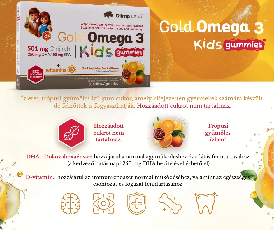 Olimp Labs Gold Omega 3 Kids Gummies gumicukor gyerekeknek - 30db Olimp Labs Gold Omega 3 Kids Gummies gumicukor gyerekeknek - 30db