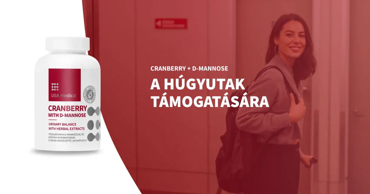 USA Medical Tőzegáfonya D-mannózzal a húgyutak támogatására - 60db USA Medical Tőzegáfonya D-mannózzal a húgyutak támogatására - 60db