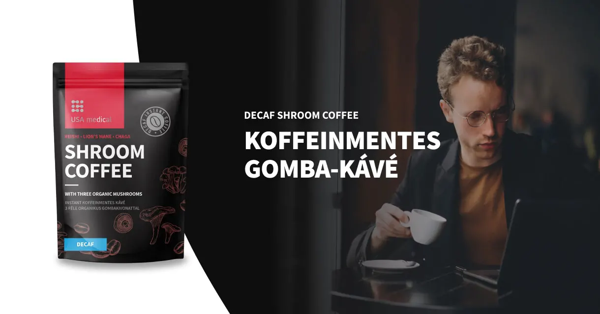 USA Medical DECAF Koffeinmentes Arabika kávé 3 féle organikus gombakivonattal - 72g