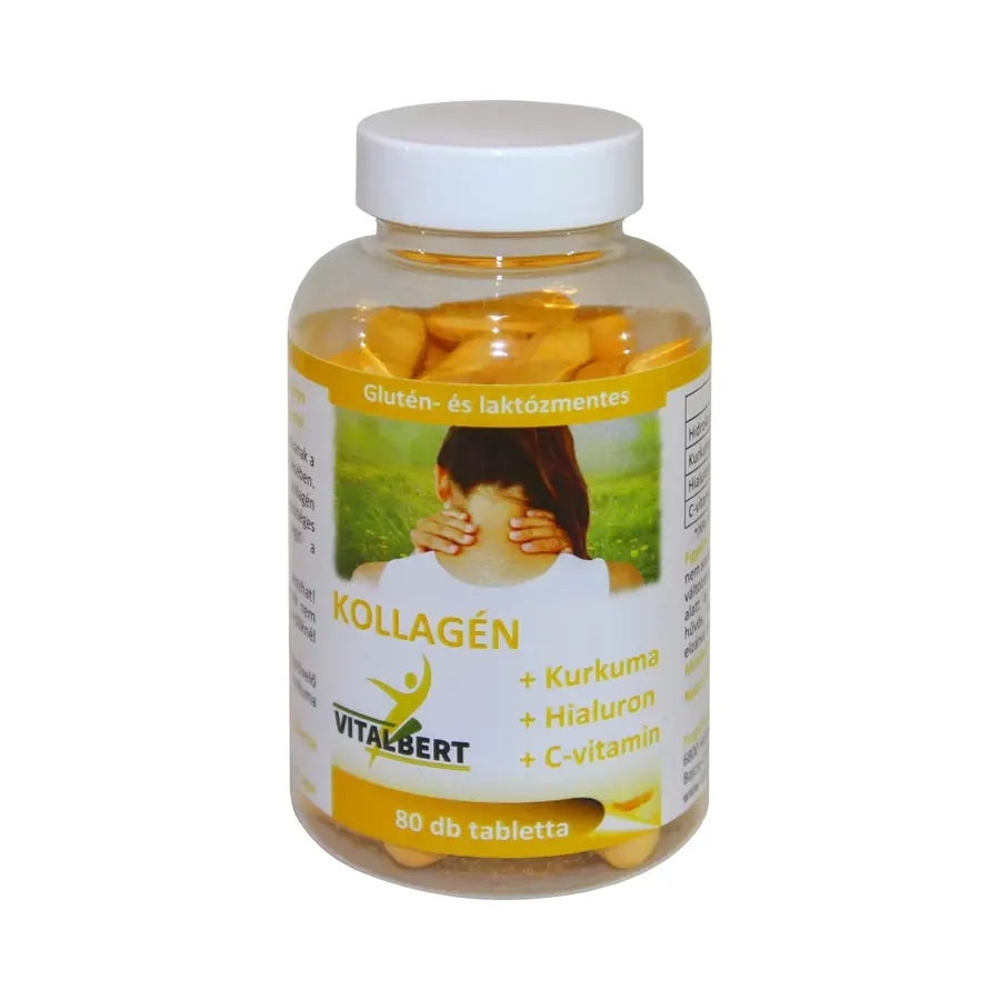 Vitalbert Kollagén + Kurkuma + Hialuron + C-vitamin tabletta - 80db
